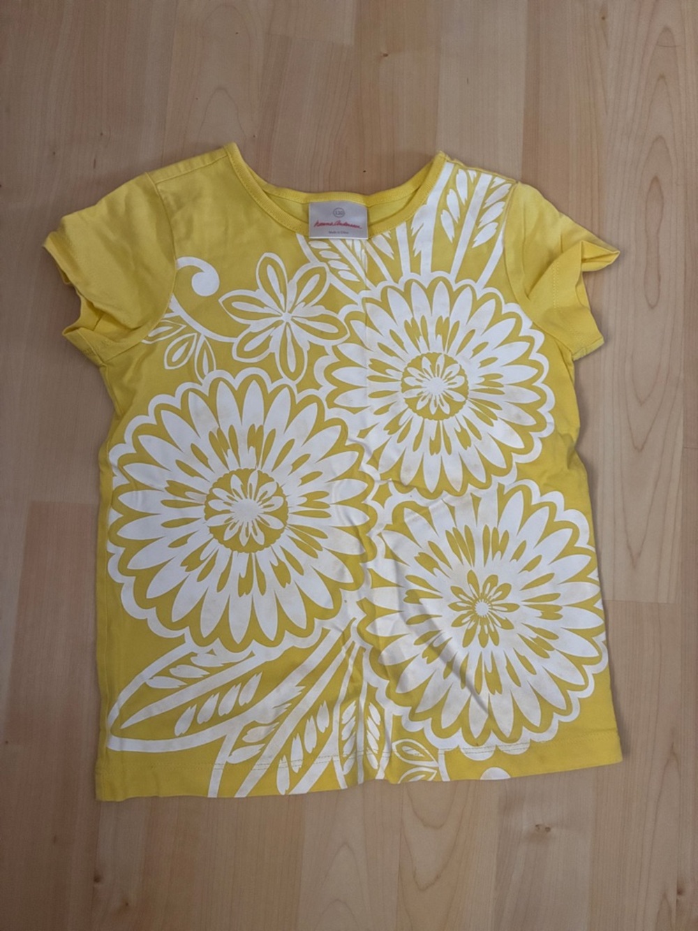 Hanna Andersson Yellow Tee with White Floral Print